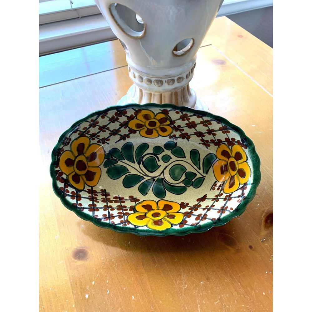 Talavera Pottery Dish‎ Hand Painted Trinket Dish-Mexico